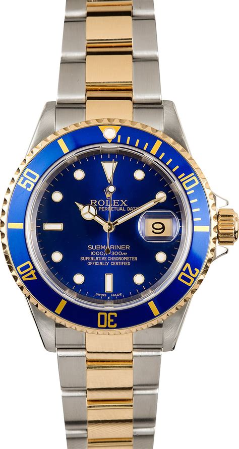 rolex gold and silver blue face|Rolex submariner gold and blue.